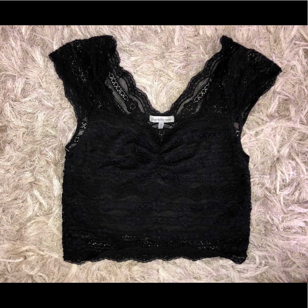 black lace crop top